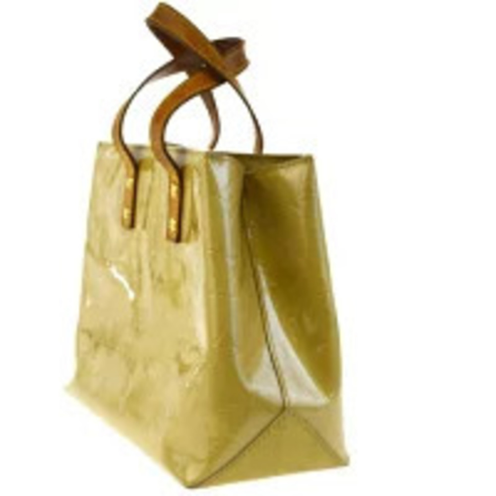 Louis Vuitton Leather Monogram Enamel Lead Beige Handbag Vernis Tan